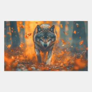 Sticker Rectangulaire Portrait d'amour d'animal sauvage Loup