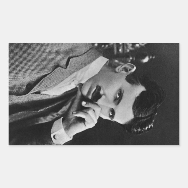 Sticker Rectangulaire Portrait de Nikola Tesla (Devant)