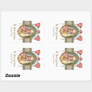 Sticker Rectangulaire Portrait de Saint-Rose revêtu de Rose (M 024a)