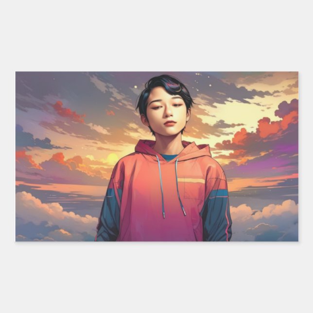 Sticker Rectangulaire portrait de style anime (Devant)