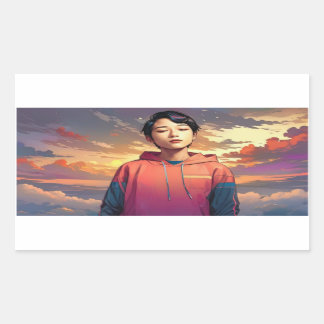 Sticker Rectangulaire portrait de style anime