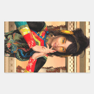 Sticker Rectangulaire Portrait Fantastique d'Impératrice Chinoise