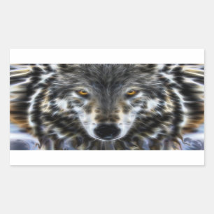 Sticker Rectangulaire Portrait inspiré de loup sauvage
