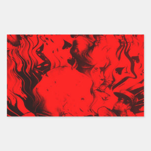 Sticker Rectangulaire Portraits de musiciens de pop dans Vibrant rouge c