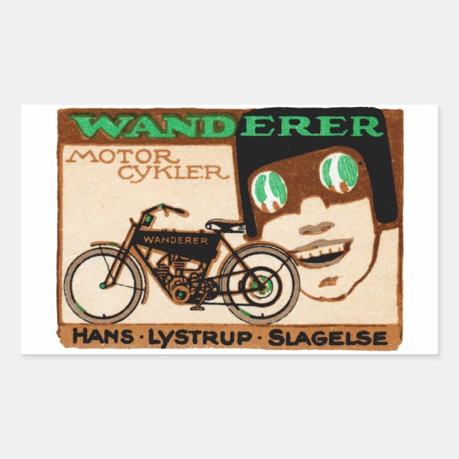 Sticker Rectangulaire Poster de la moto Wanderer 1910 (Devant)