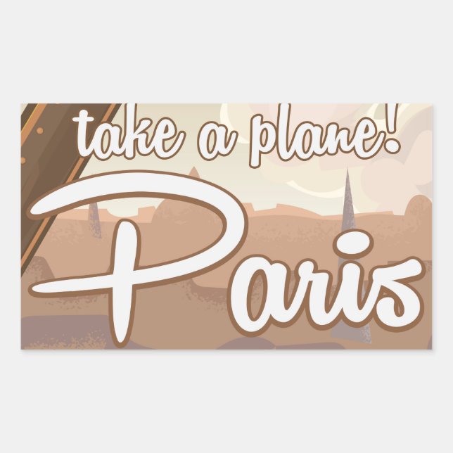 Sticker Rectangulaire poster de voyage Paris Cartoon vintage (Devant)