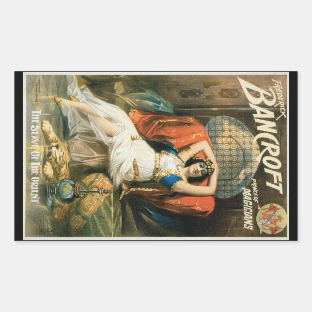 Sticker Rectangulaire Poster magique vintage, Magicien Frederick Bancrof (Devant)