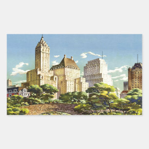Sticker Rectangulaire Poster vintage de New York City Central Park