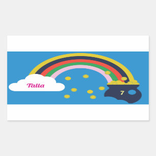 Sticker Rectangulaire pot d'arc-en-ciel d'autocollant d'or