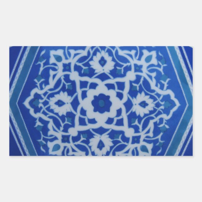 Sticker Rectangulaire Poterie en mosaïque turque de la tribu ethnique fl (Devant)