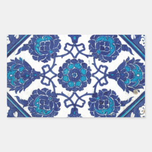Sticker Rectangulaire Poterie turque tribale ethnique florale de
