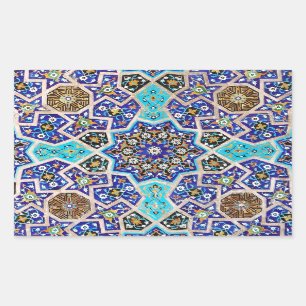 Sticker Rectangulaire Poterie turque tribale ethnique florale de