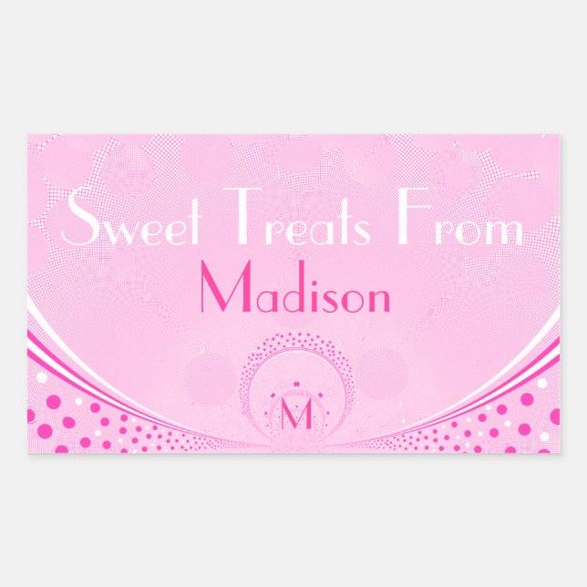 Sticker Rectangulaire Pots roses et torsades - Sucres Monogrammes (Devant)