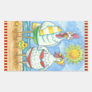 Sticker Rectangulaire POULET DE LA MER, BÂTIMENT DE FOND Rectangle *Feui