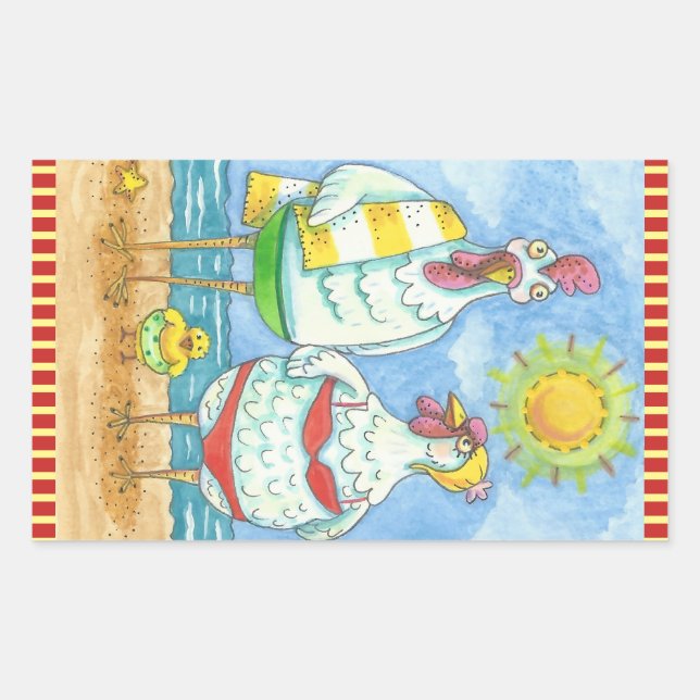 Sticker Rectangulaire POULET DE LA MER, BÂTIMENT DE FOND Rectangle *Feui (Devant)