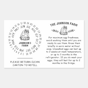 Sticker Rectangulaire Poulet Hen Oeuf Handicap Retour Carton Date Roue