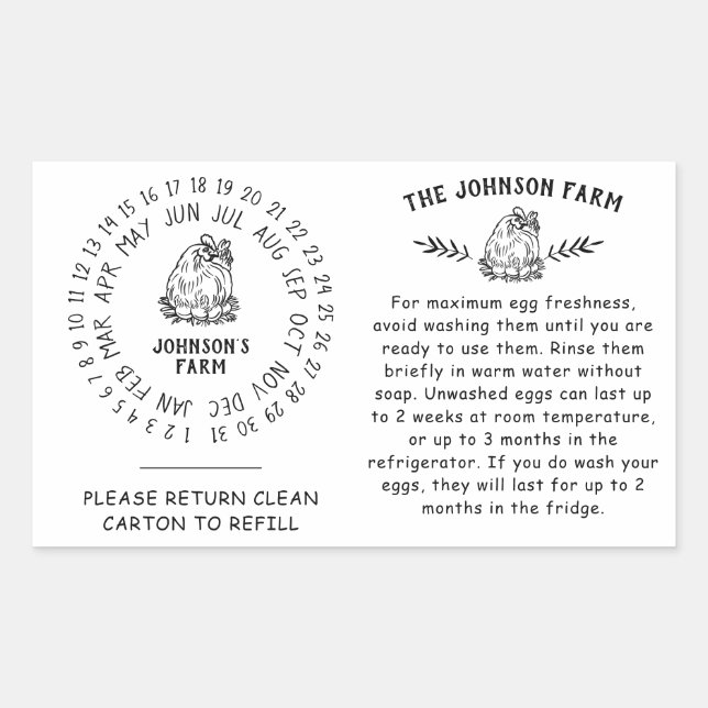 Sticker Rectangulaire Poulet Hen Oeuf Handicap Retour Carton Date Roue (Devant)