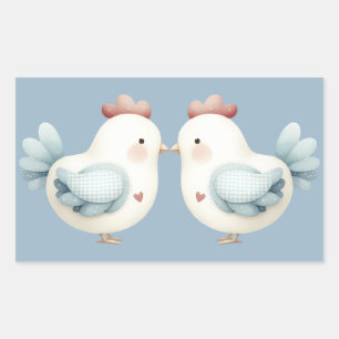 Sticker Rectangulaire Poulet Pastel Cottagecore