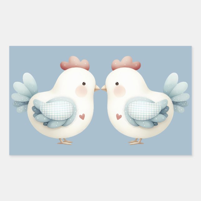 Sticker Rectangulaire Poulet Pastel Cottagecore (Devant)
