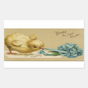 Sticker Rectangulaire Poussin vintage de Pâques