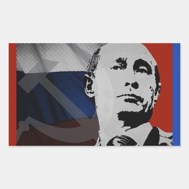 Sticker Rectangulaire Poutine avec drapeau russe (Devant)