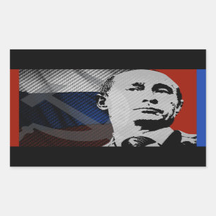 Sticker Rectangulaire Poutine avec le drapeau russe