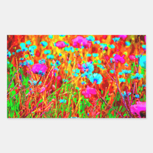 Sticker Rectangulaire Pré sauvage dans l'art pop fleuri