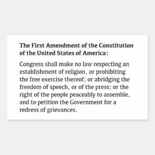 Sticker Rectangulaire Premier amendement de la Constitution