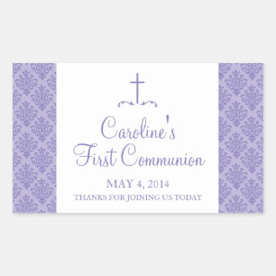 Sticker Rectangulaire Première communion de Damask Cross