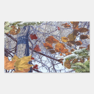 Sticker Rectangulaire Première copie de camouflage d'hiver de neige