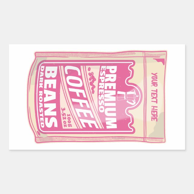 Sticker Rectangulaire Premium espresso café haricots rose nourriture pop (Devant)
