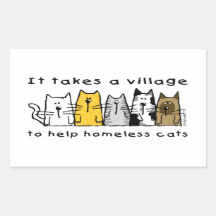 Sticker Rectangulaire Prend un village aider les chats sans abri