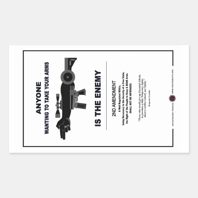 Sticker Rectangulaire Prendre les armes - 2e amendement (Devant)