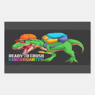 Sticker Rectangulaire Prêt à écraser le dinosaure de jardin d'enfants