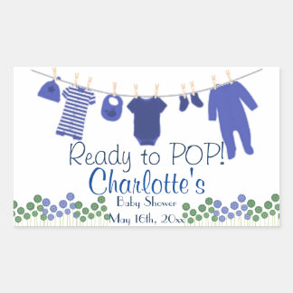 Sticker Rectangulaire Prêt à POP! Baby shower de linge de bébé