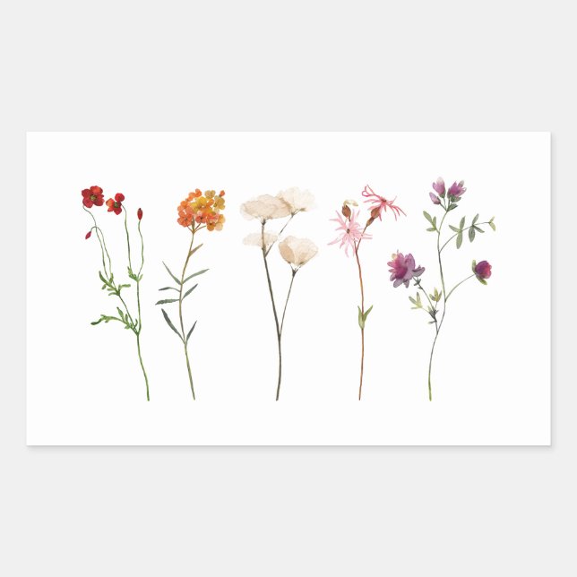 Sticker Rectangulaire Pride lesbienne Fleur sauvage minimale Mariage flo (Devant)