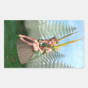 Sticker Rectangulaire Princesse de la forêt, Papillon Fée
