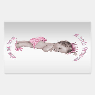 Sticker Rectangulaire Princesse vintage baby shower