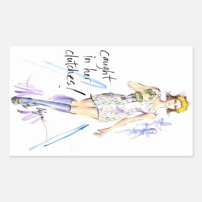 Sticker Rectangulaire Pris dans ses Clutch ! (Devant)