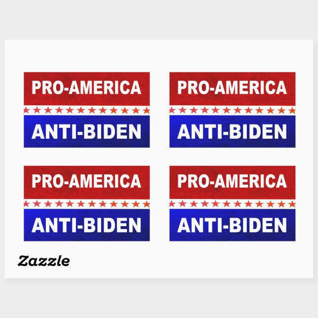 Sticker Rectangulaire Pro-America Anti-Biden rouge, blanc et bleu (Feuille)