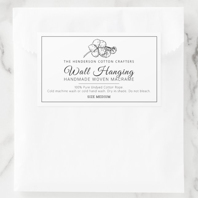 Sticker Rectangulaire Produit de pendaison de la paroi en macrame de cot (Sac)