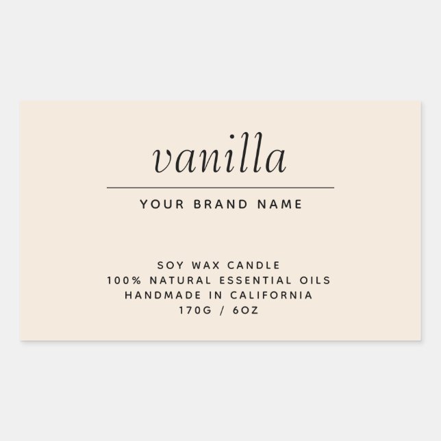 Sticker Rectangulaire Produit d'emballage moderne beige bougie (Devant)