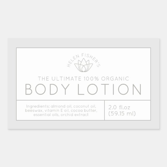 Sticker Rectangulaire Produits de beauté ingrédients gris blanc lotus ét (Devant)