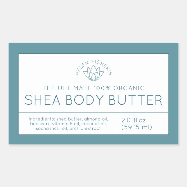 Sticker Rectangulaire Produits de beauté ingrédients turquoise blanc lot (Devant)