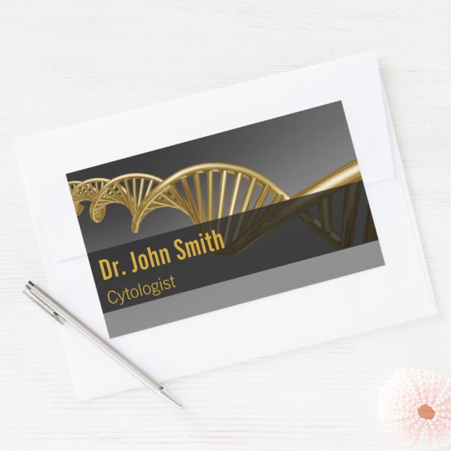 Sticker Rectangulaire Professional Luxury Gold DNA Strand Medical (Enveloppe)