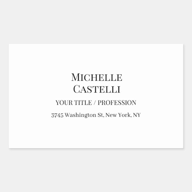 Sticker Rectangulaire Professional Unique Classical Simple Black & White (Devant)