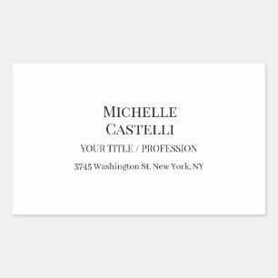 Sticker Rectangulaire Professionnel Unique Classique Simple Noir & Blanc