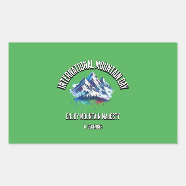 Sticker Rectangulaire Profitez de Mountain Majesty. Journée internationa (Devant)