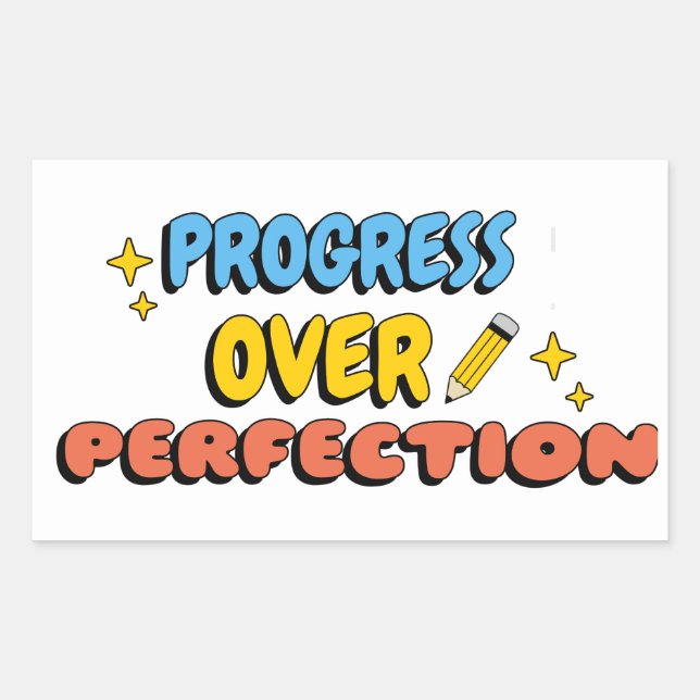 Sticker Rectangulaire progrès sur la perfection enseignant élève (Devant)