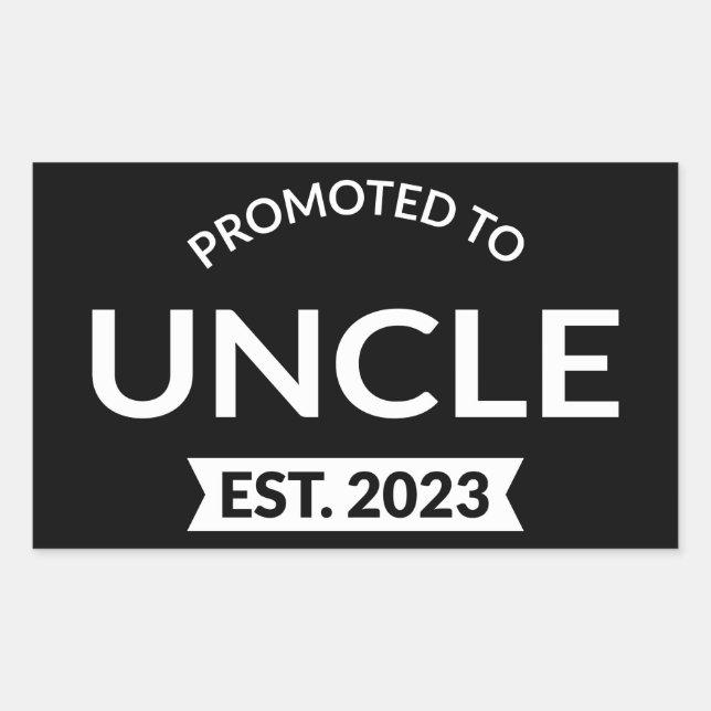 Sticker Rectangulaire Promu À Oncle Est. 2023 II (Devant)